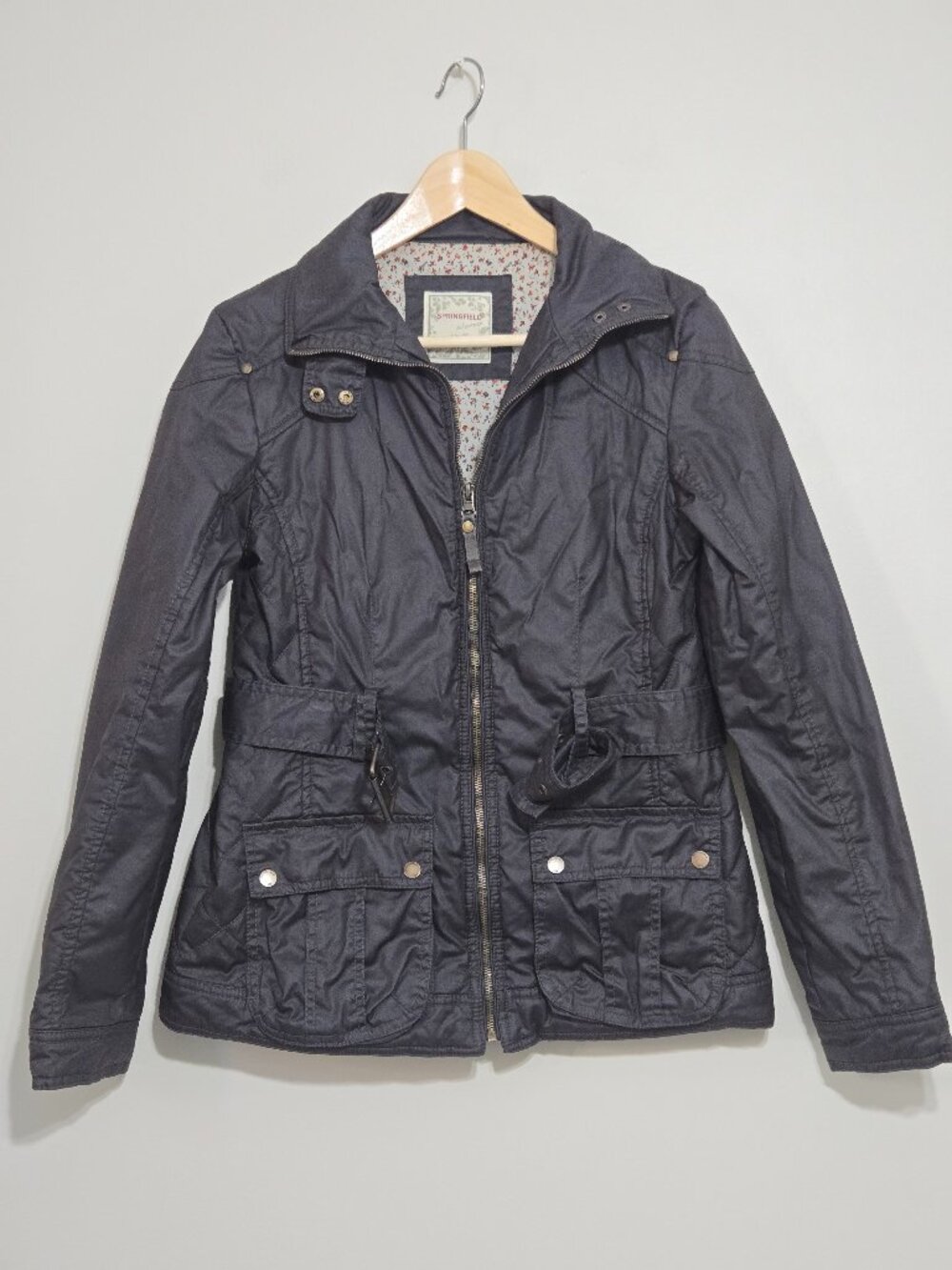 Springfield Womens Black Utility Field Jacket Lightweight Multi Pocket Size EU40